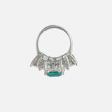 Silver Plated Green Womens Zircon Adjustable Ring