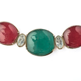 Florence Green & Red Womens Contemporary Choker Necklace Set with Pair of Earrings (Freesize)