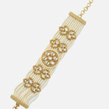 Gold Plated White Womens Beaded Bracelet