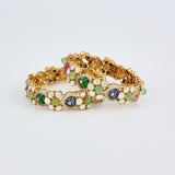 Antara Gold Plated Multicolored Womens Kundan, Polki Pair of Bangles