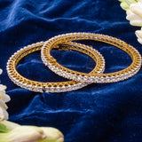 Zia Gold Plated White Womens Zircon Pair of Bangles