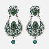 Florence Silver Plated Green Womens Pair of Dangle Earrings