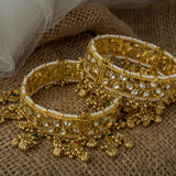 Gold Plated Multicolored Womens Kundan, Polki Pair of bangles