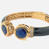 Gold Plated Blue Colored Kundan, Polki Womens Kada