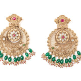 Isvaraah 2.0 Gold Plated Green Womens Pair of Chandbali Earrings
