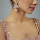 Zia Silver Plated Zircon Womens Pair of Drop Earrings (Freesize)