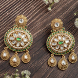 Isvaraah 2.0 Gold Plated Green Womens Pair of Chandbali Earrings
