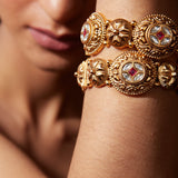 Isvaraah Gold Plated Womens Kundan, Polki Pair of Bangles