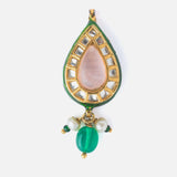 Gold Plated Pink Womens Kundan & Polki Drop Pair of Earrings