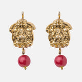 Florence Gold Plated Red Womens Pair of Stud Earrings