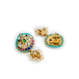 Morpankh Gold Plated Multicolored Womens Kundan, Polki Choker Necklace Set with Pair of Earrings (Freesize)
