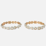 Gold Plated Kundan, Polki Womens Pair of Bangles