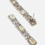 Silver Plated Yellow Womens Short Necklace Set with Pair of Earrings
