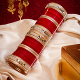 Gold Plated Red Womens Pair of Chuda Set