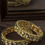Gold Plated Kundan, Polki Womens Pair of Bangles