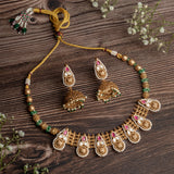 Isvaraah 2.0 Gold Plated Pink Choker Necklace Set with Pair of Earrings
