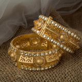 Gold Plated Womens Kundan, Polki Pair of Bangle