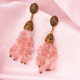 Florence Gold Plated Pink Womens Pair of Dangle Earrings