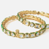 Gold Plated kundan, Polki Womens Pair of Bangles