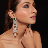 Zia Silver Plated Green Womens Emerald Synthetic Zircon Pair of Earrings