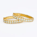 Saadgi Gold Plated White Womens Kundan, Polki Pair of Bangles