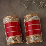 Gold Plated Red Womens Pair of Chuda Set
