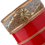 Gold Plated Red Womens Pair of Chuda Set