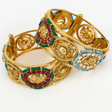 Antara Gold Plated Multicolored Kundan, Polki Womens Pair of bangles