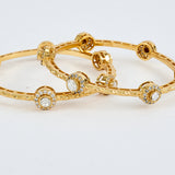Gold Plated Womens Synthetic Stone Pair of Bangles