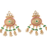 Isvaraah 2.0 Gold Plated Green Womens Pair of Chandbali Earrings