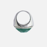 Silver Plated Green Womens Zircon Ring