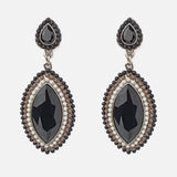 Florence Silver Plated Black Womens Pair of Drop Earrings