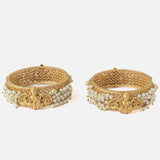 Gold Plated White Colored Temple Womens Pair of Bangles