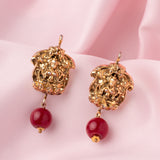 Florence Gold Plated Red Womens Pair of Stud Earrings
