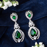 Zia Silver Plated Green Womens Zircon Pair of Earrings (Freesize)