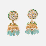 Saadgi Gold Plated Green Womens Pair of Jhumka Earrings
