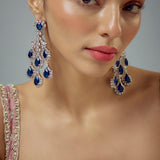 Zia Silver Plated Blue Zircon Womens Pair of Danglers Earrings (Freesize)