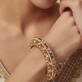Saadgi Gold Plated Multicolored Womens Kundan, Polki Kadas (2.4,2.6)