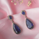 Silver Plated Blue Womens Pair of Dangle Earrings
