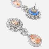 Silver Plated Yellow Womens Zircon Drop Pair of Earrings