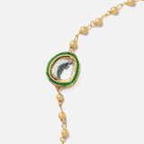 Gold Plated Green Womens Beaded Bracelet