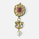 Gold Plated Red Womens Pair of Drop Earrings