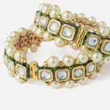 Gold Plated Synthetic Stone Womens Pair of Bangles