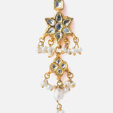Gold Plated Womens Kundan & Polki Drop Pair of Earrings