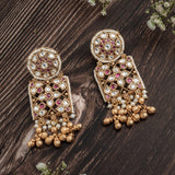 Isvaraah 2.0 Gold Plated White Womens Pair of Dangle Earrings