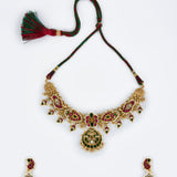 Morpankh Gold Plated Multicolored Womens Kundan, Polki Choker Necklace Set with Pair of Earrings (Freesize)
