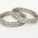 Zia Silver Plated Zircon Womens Pair of Bangles
