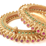 Gold Plated Pink Womens Kundan, Polki Pair of bangles