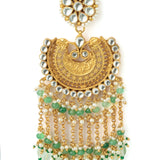 Gold Plated Green Womens Synthetic Stone Pair of Earrings