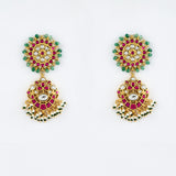 Morpankh Gold Plated Multicolored Womens Kundan, Polki Pair of Dangler Earrings (Freesize)